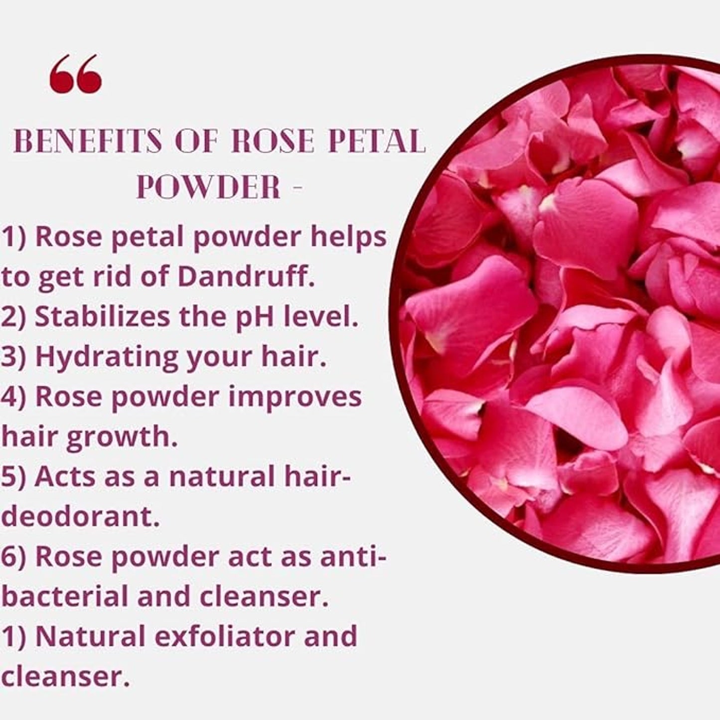 AmazerCare Rose Petal Powder For Skin, Face Pack for Fairness, De tan & Hair Pack, 100% Natural