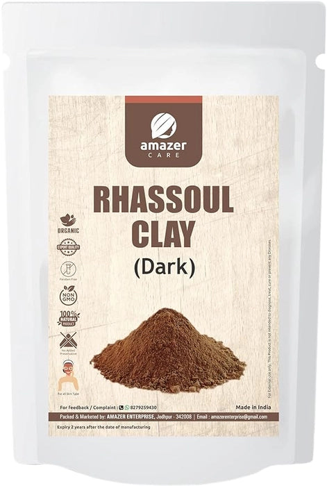AmazerCare 100% Pure Rhassoul Clay | Skin & Hair Care | Face pack | 100% Natural, Dark Rhassoul Clay