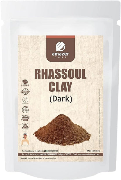 AmazerCare 100% Pure Rhassoul Clay | Skin & Hair Care | Face pack | 100% Natural, Dark Rhassoul Clay