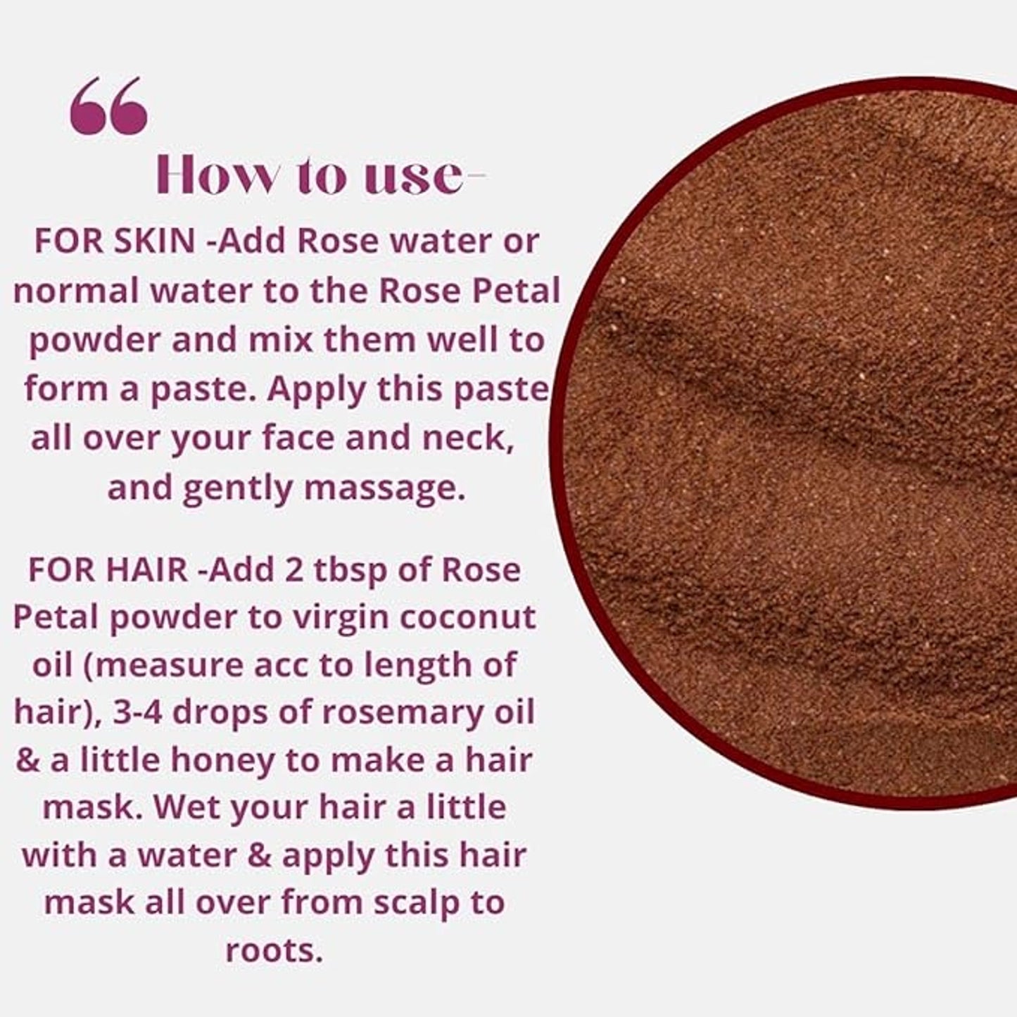 AmazerCare Rose Petal Powder For Skin, Face Pack for Fairness, De tan & Hair Pack, 100% Natural